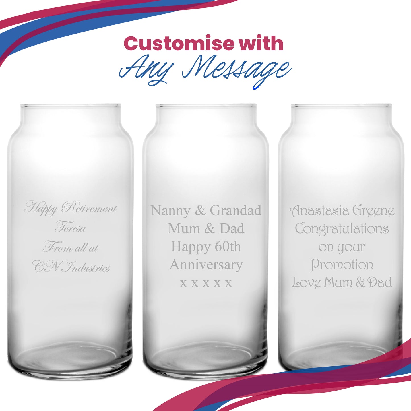 Personalised Engraved 21cm Novo Vase, Customise with Any Message
