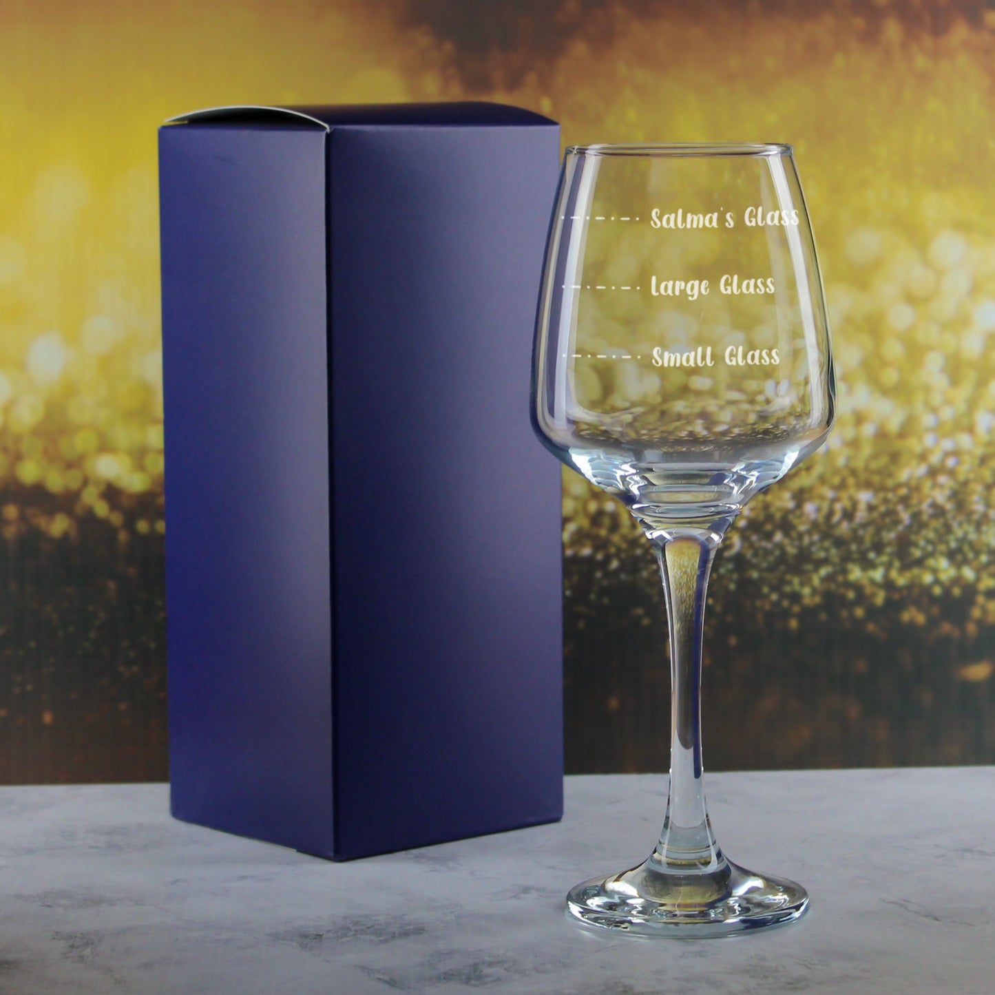 Personalised Engraved Tallo Wine Glass with Name's Glass Handwritten Measurements Design, Customise with Any Name