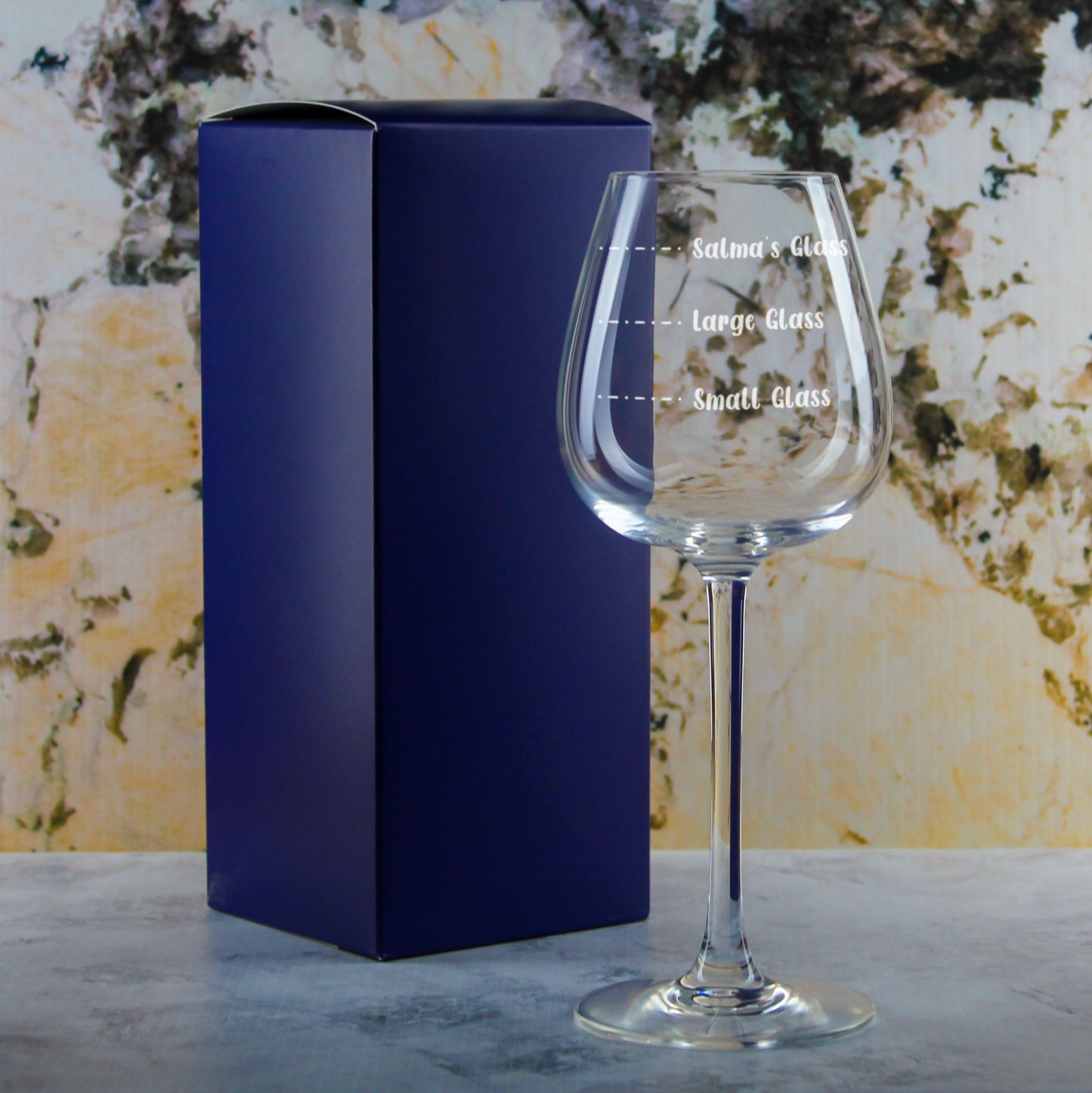 Personalised Engraved Wine Emotions Wine Glass with Name's Glass Handwritten Measurements Design, Customise with Any Name