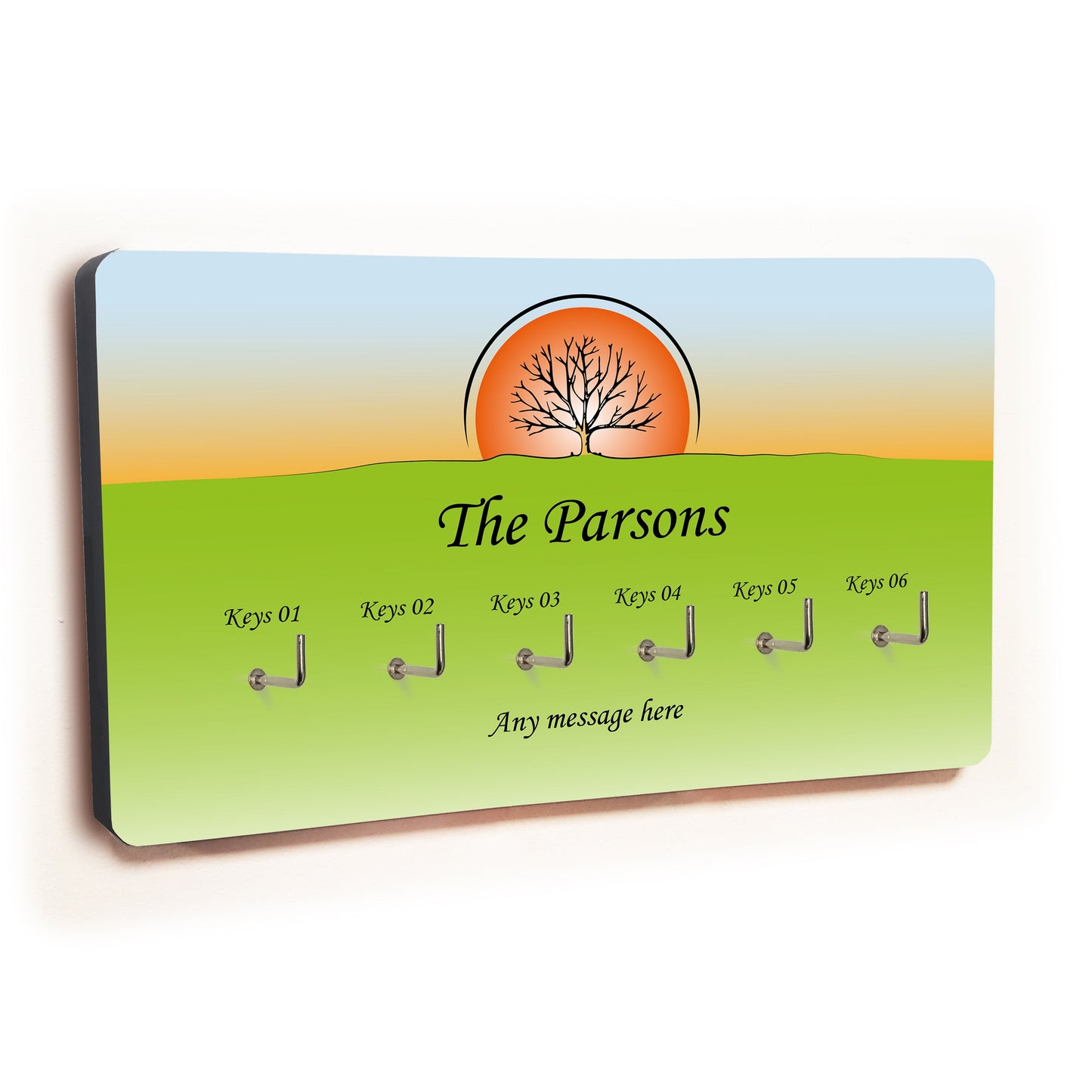Personalised Novelty 6 hook key holder - Sunset