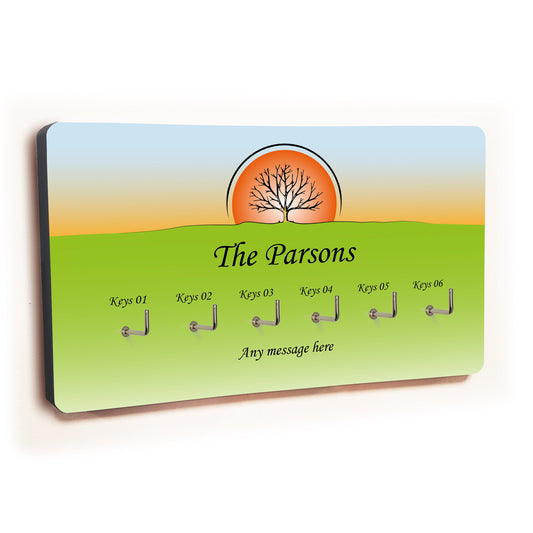Personalised Novelty 6 hook key holder - Sunset