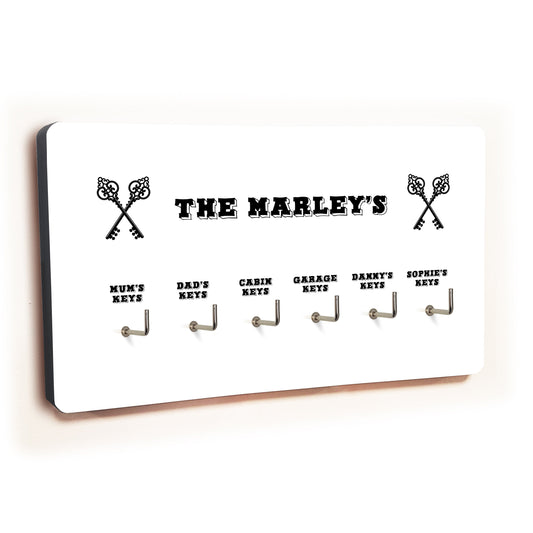 Personalised Novelty White 6 hook key holder - Cross keys