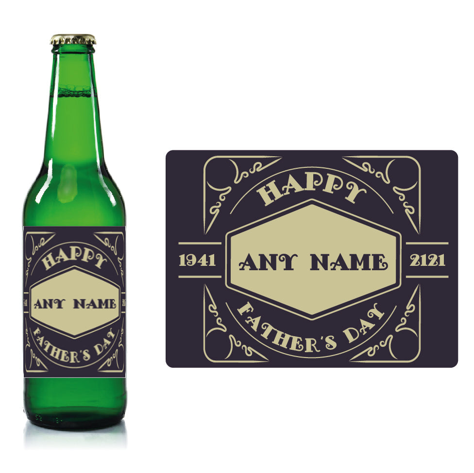 Personalised Fathers day beer bottle label Dark - Name and date