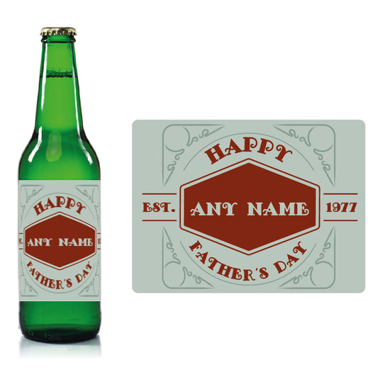 Personalised Fathers day beer bottle label Pale Blue - Name and year