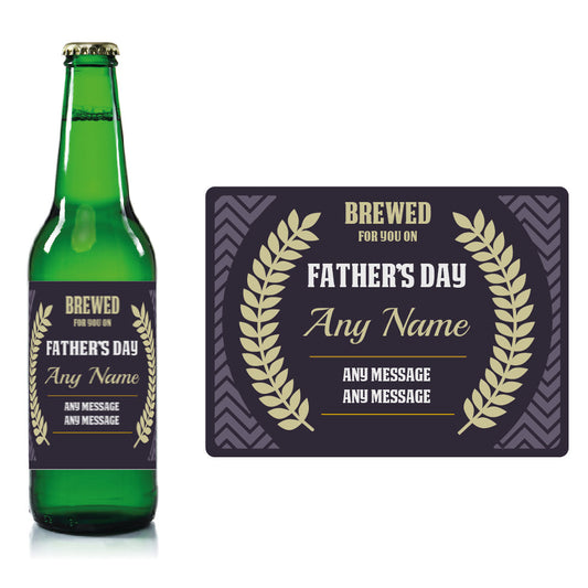 Personalised Fathers day beer bottle label Deep Purple - Corn Ears