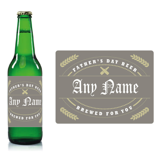 Personalised Fathers day beer bottle label Grey - Name