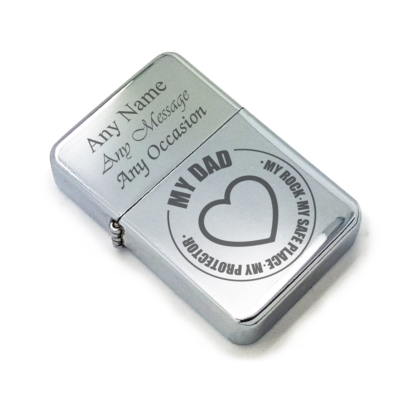 Personalised Engraved Steel Fathers Day Lighter with My Dad - My Rock design