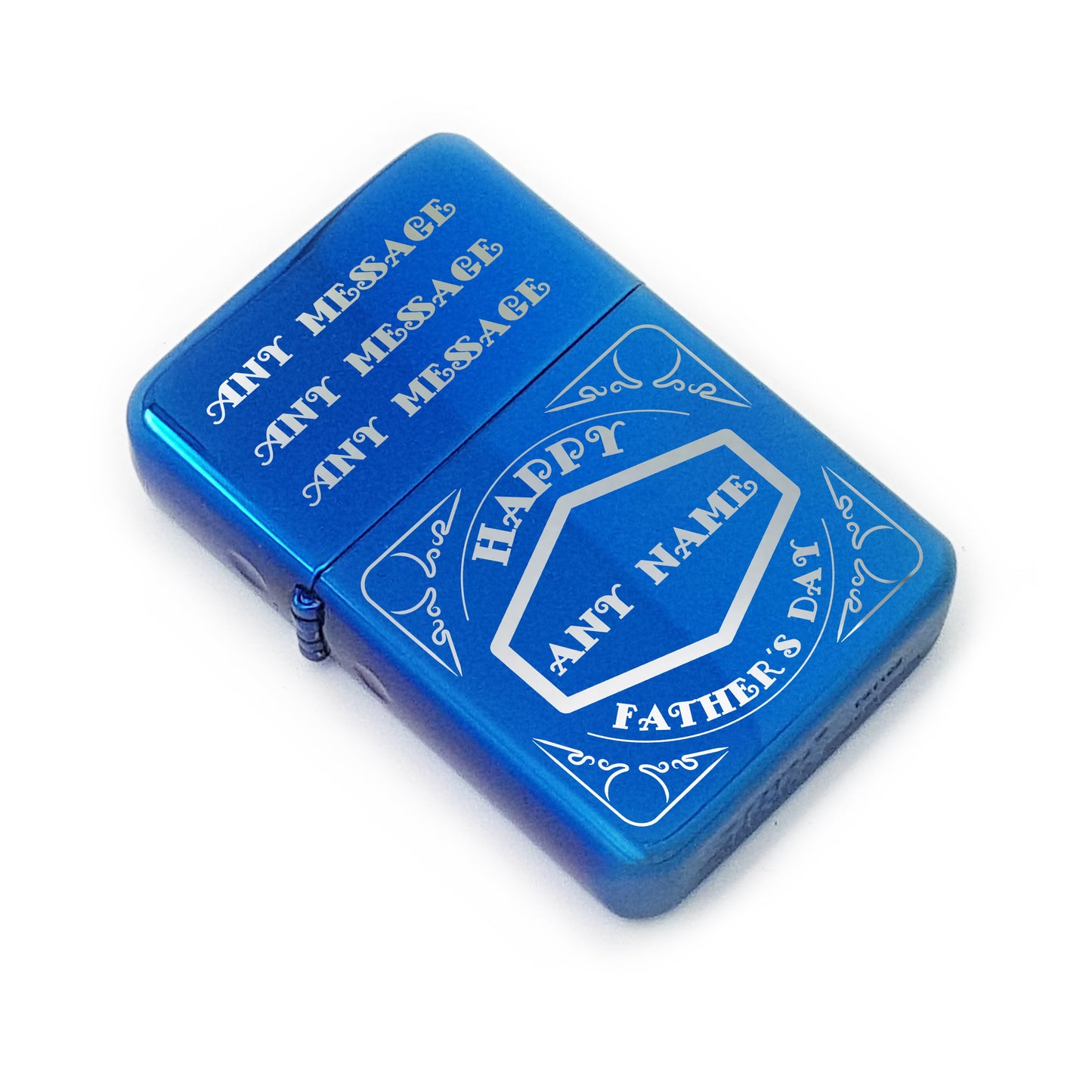 Personalised Engraved Blue Fathers Day Lighter with Retro Design