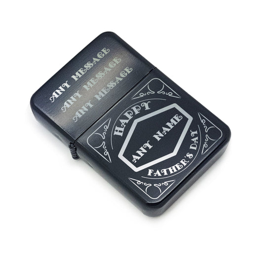 Personalised Engraved Black Fathers Day Lighter with Retro Design