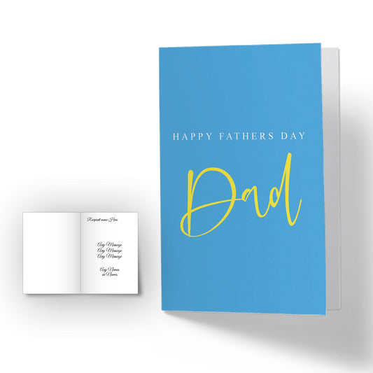 Personalised Happy Fathers Day DAD Card - Plain Blue