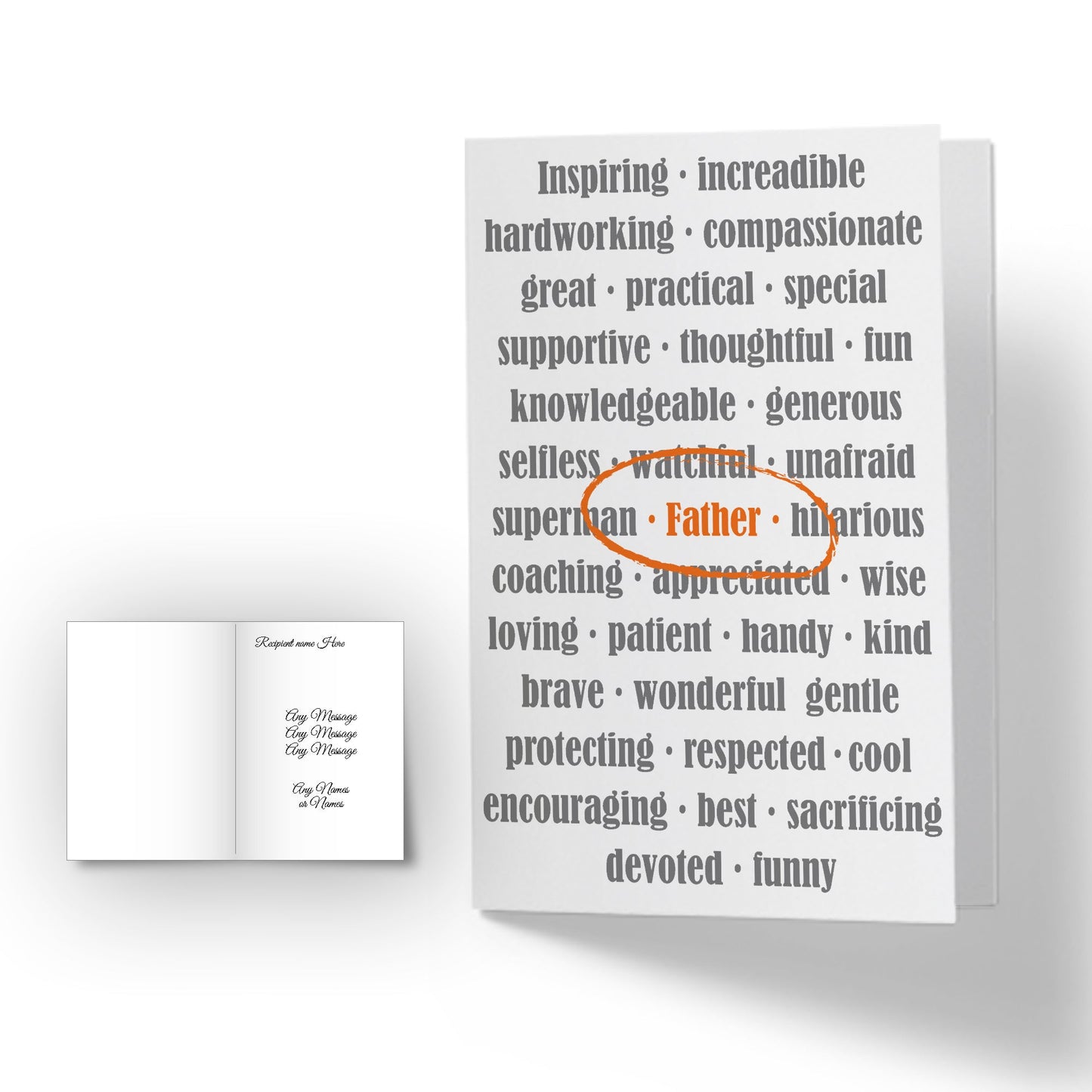 Personalised Happy Fathers Day Card - Word Father