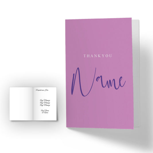 Personalised Thankyou -plus any name- Card - Heliotrope