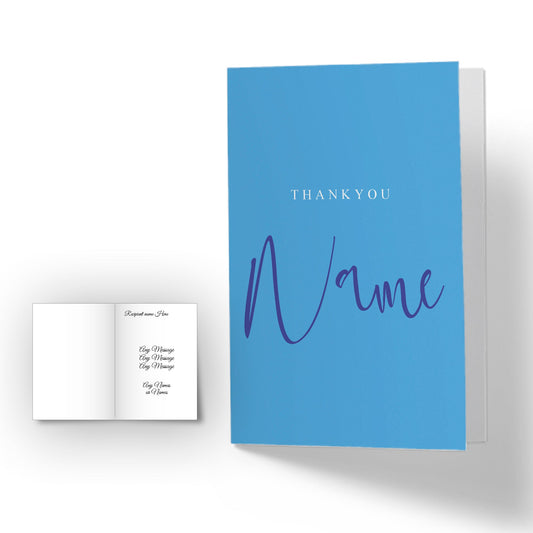 Personalised Thankyou -plus any name- Card - Blue