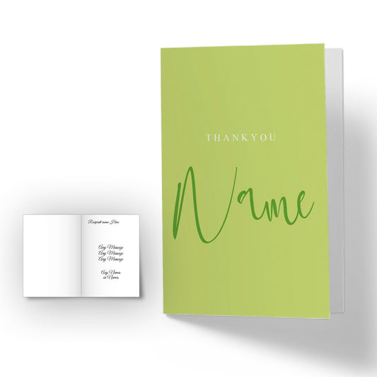 Personalised Thankyou -plus any name- Card - Lime