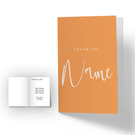 Personalised Thankyou -plus any name- Card - Orange