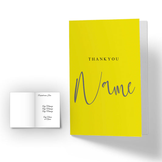 Personalised Thankyou -plus any name- Card - Yellow