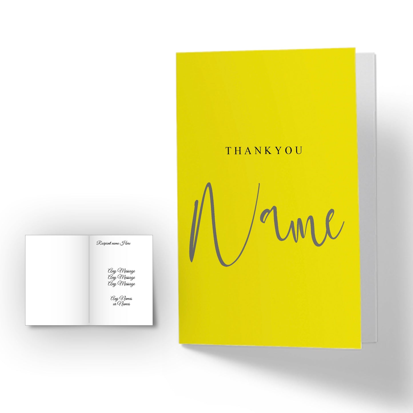 Personalised Thankyou -plus any name- Card - Yellow