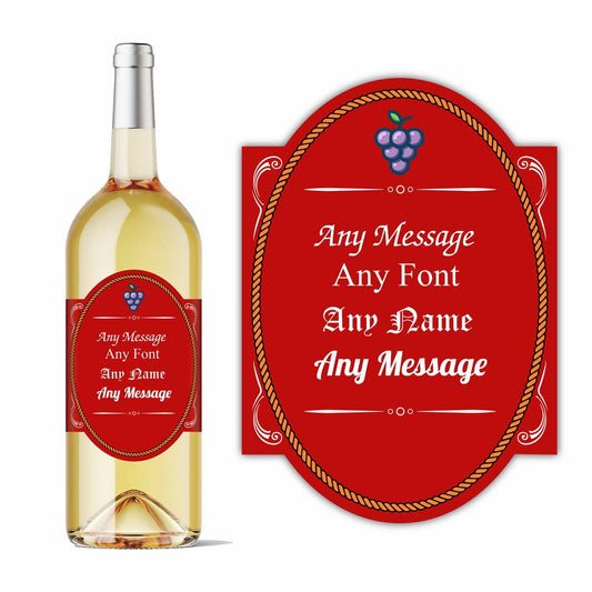 Personalised oval wine bottle label, Add any message.