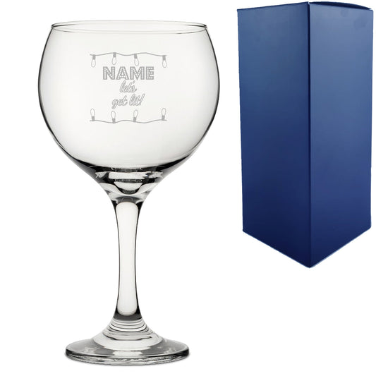 Engraved Christmas Gin Balloon with Name, Let's get lit! Design