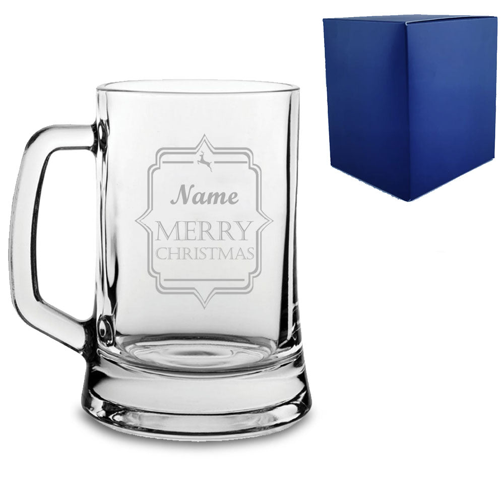 Engraved Christmas Tankard with Name Merry Christmas Design