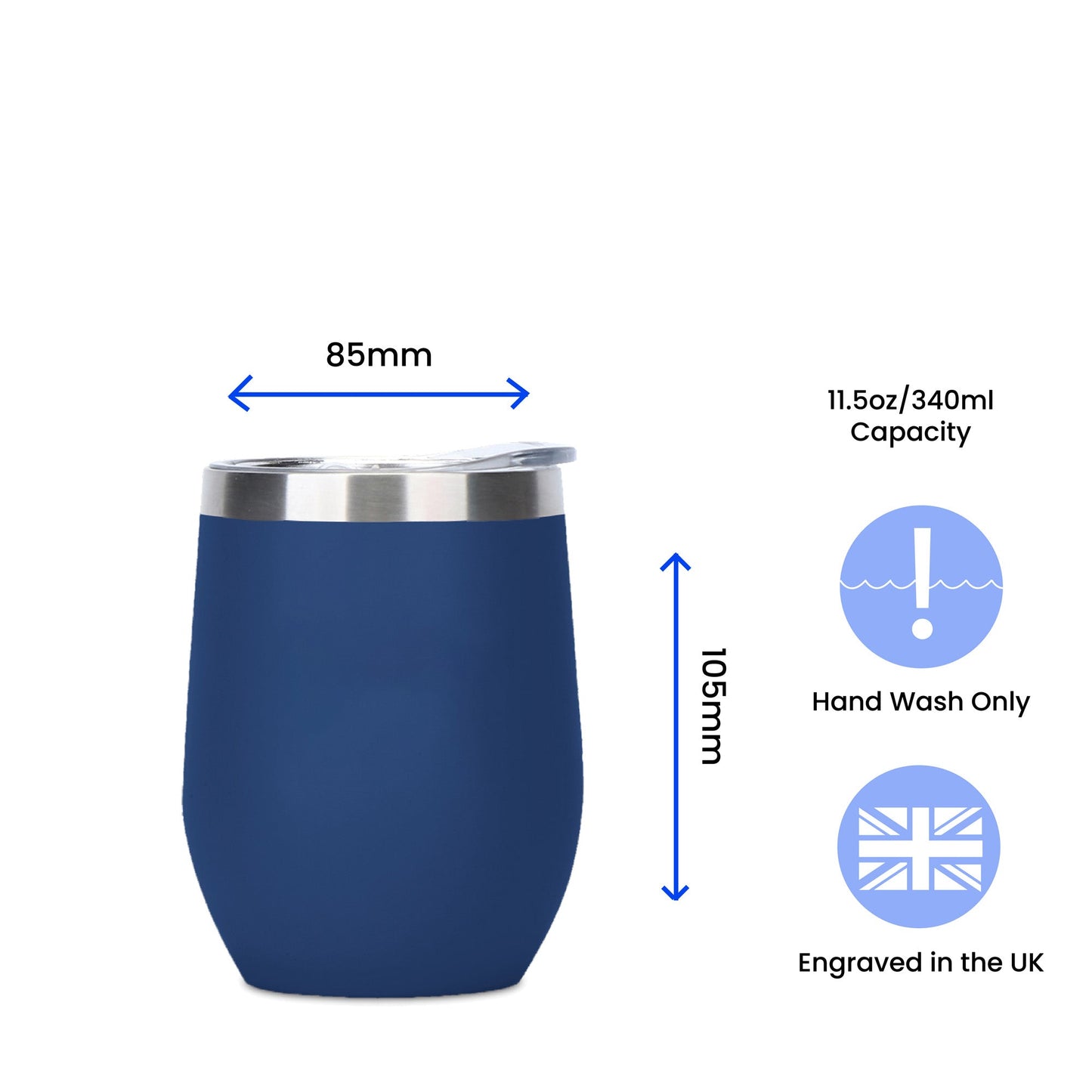 Engraved Dark Blue Insulated Travel Cup