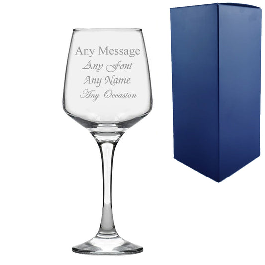 Personalised Engraved Tallo Wine Glass With Gift Box - Any Message Engraved!!