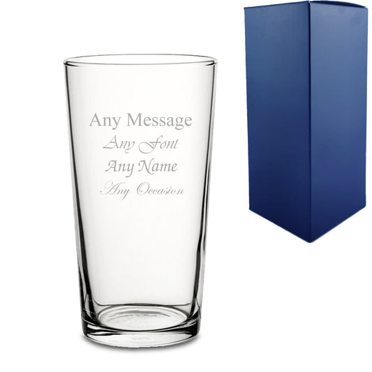 Personalised Engraved Conical Pint Glass Wedding Beer Birthday - Any Message Engraved