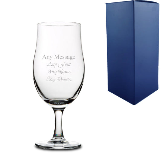Personalised Engraved Draft Stemmed 13oz Glass Wedding Beer Birthday - Any Message Engraved
