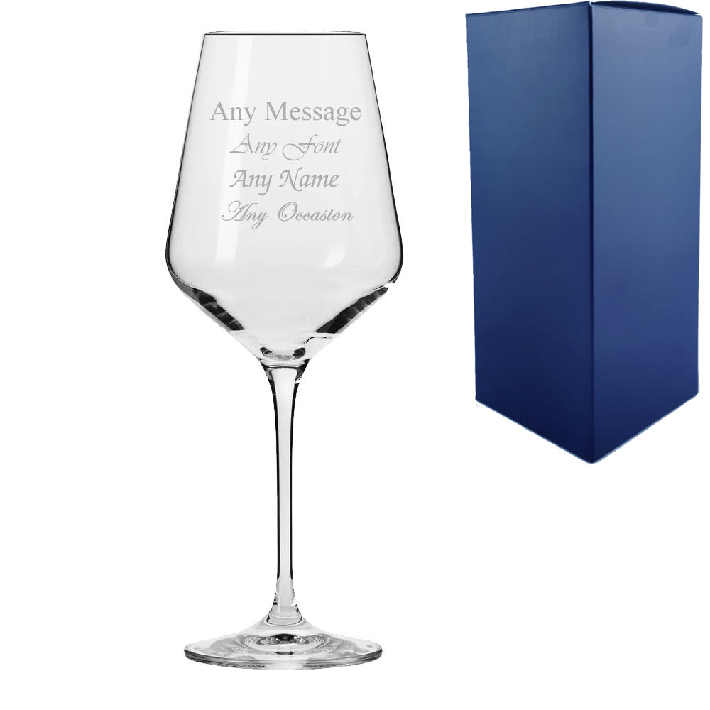Personalised Engraved 390ml Infinity Red Wine Glass Gift Box Wedding Birthday Christmas