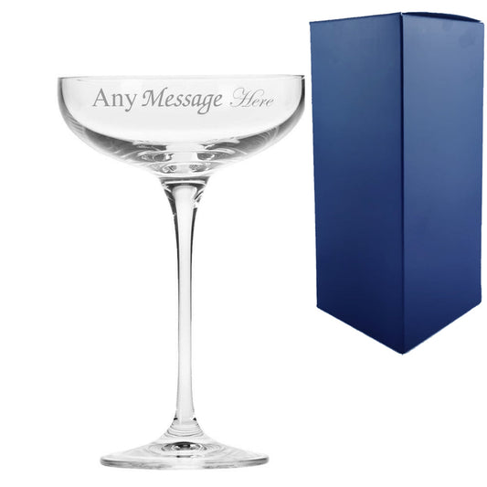 Personalised Engraved 240ml Infinity Champagne Saucer Gift Box Wedding Birthday Christmas