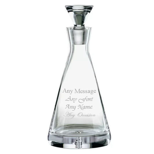 Engraved 750ml Handmade Bubble Base Pyramid Decanter
