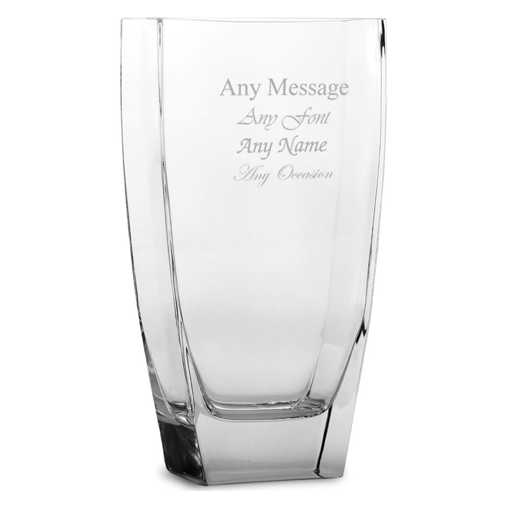 Engraved 27cm Handmade Rectangular Vase