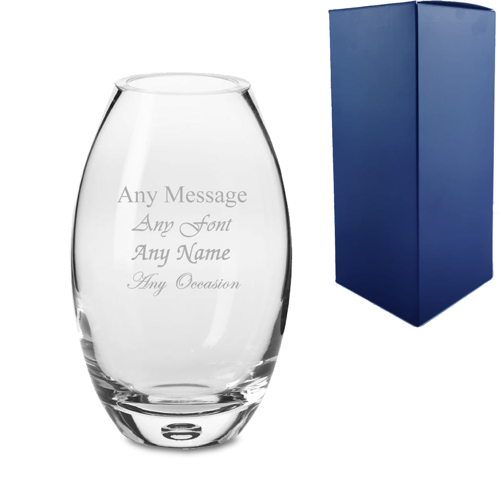 Engraved 15cm Handmade Barrel Bubble Base Vase
