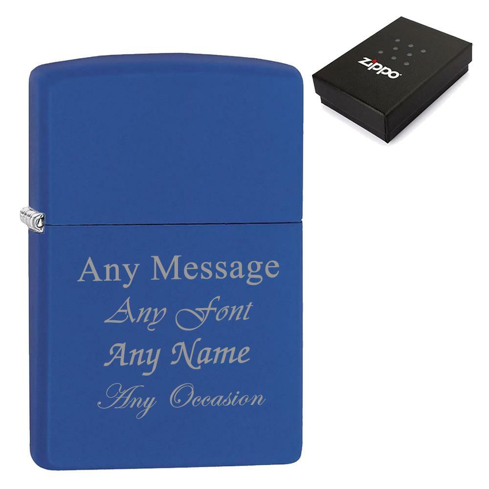 Engraved Matte Royal Blue Zippo Lighter