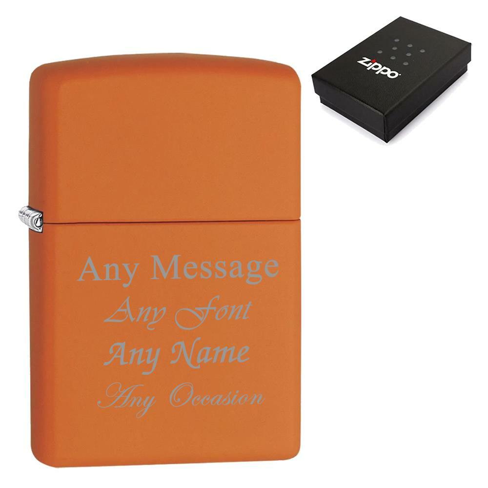 Engraved Matte Orange Zippo Lighter