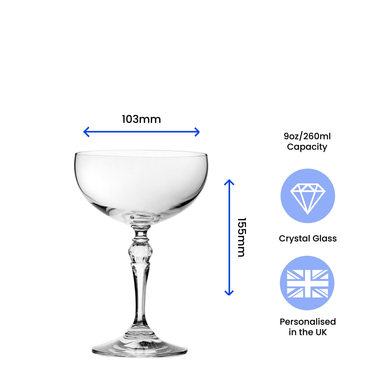 Engraved Charleston Cocktail Champagne Coupe, Personalise with Any Name or Message