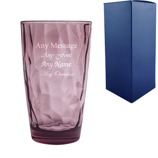 Engraved 470ml Purple Diamond Hiball Tumbler With Gift Box
