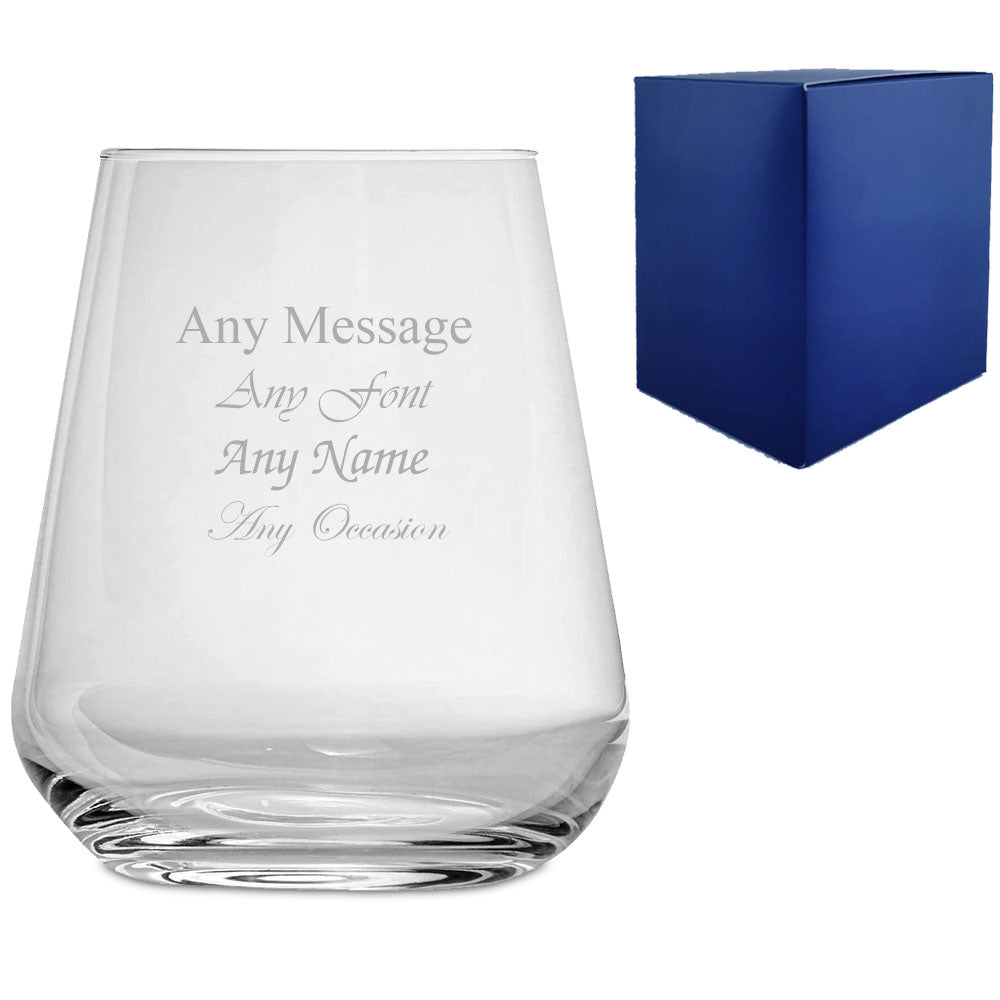 Engraved Whisky, Brandy and Tumbler Glasses Collection - Ridged, Bubble, Snifter