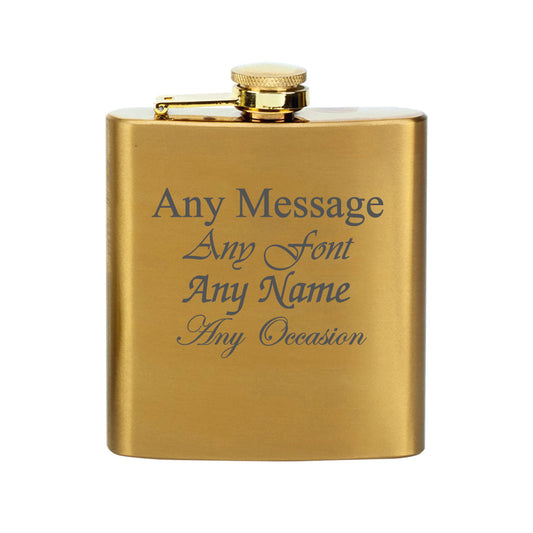 Engraved Brass 6oz Hip Flask