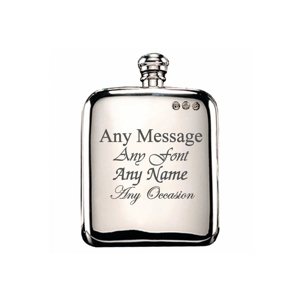 Engraved 4oz Pewter Hip Flask