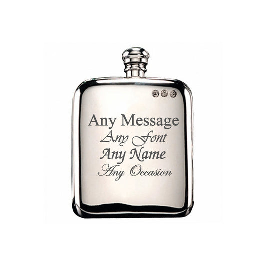 Engraved 4oz Pewter Hip Flask