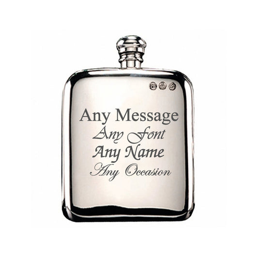 Engraved 6oz Pewter Hip Flask