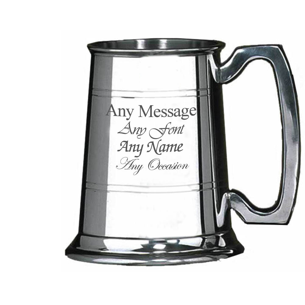 Engraved 10oz Half Pint Pewter Tankard