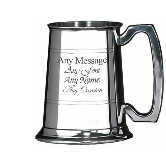 Engraved 10oz Half Pint Pewter Tankard