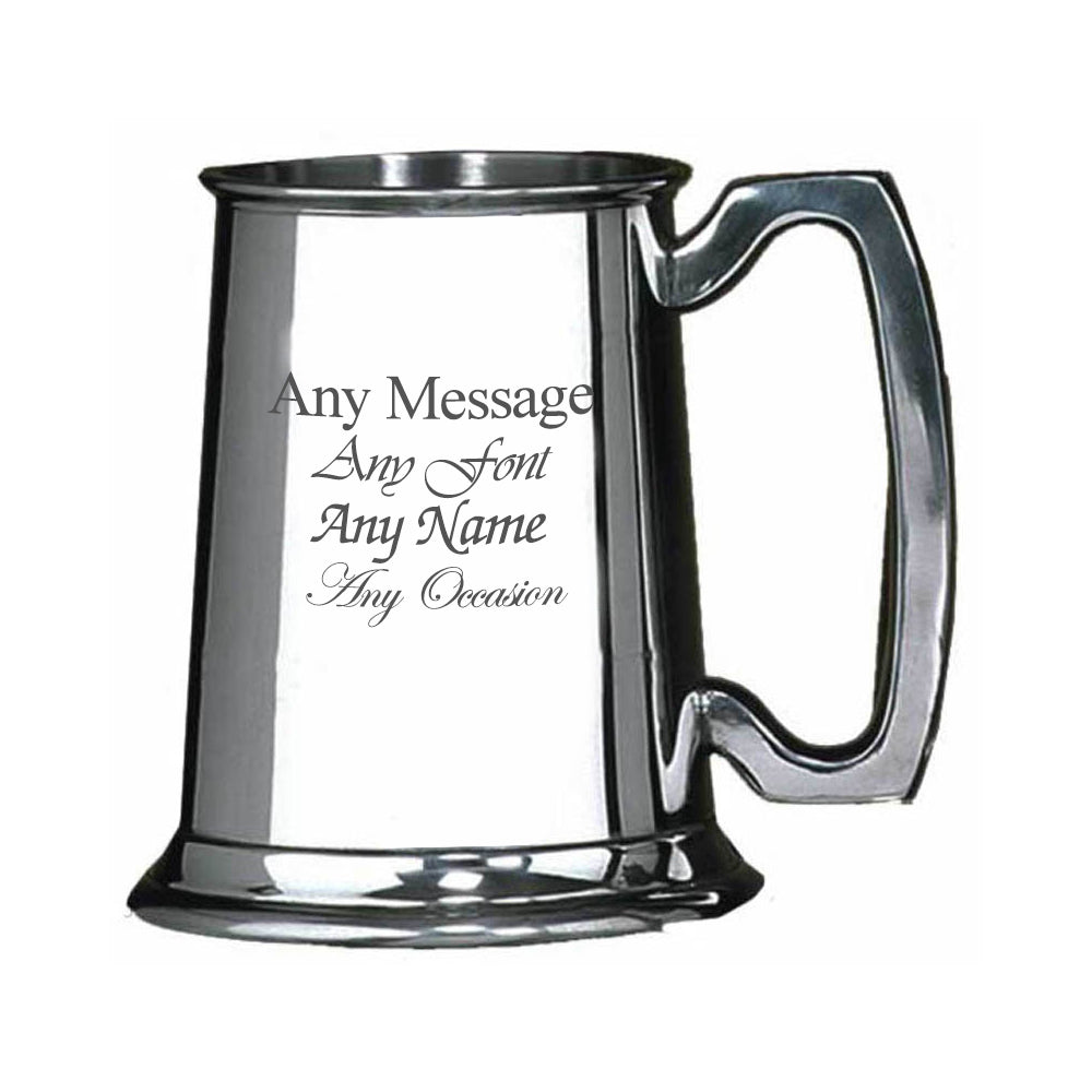 Engraved 10oz Half Pint Plain Pewter Tankard