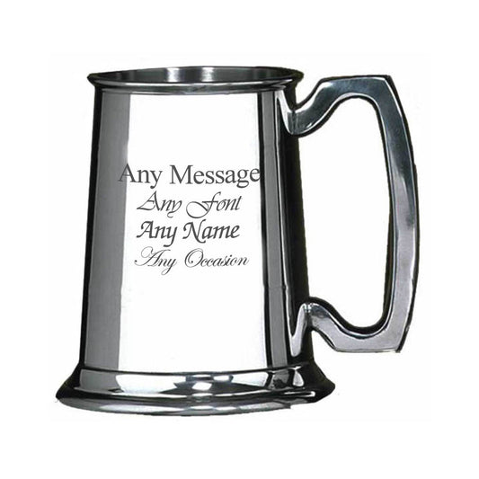 Engraved 20oz Pint Plain Pewter Tankard