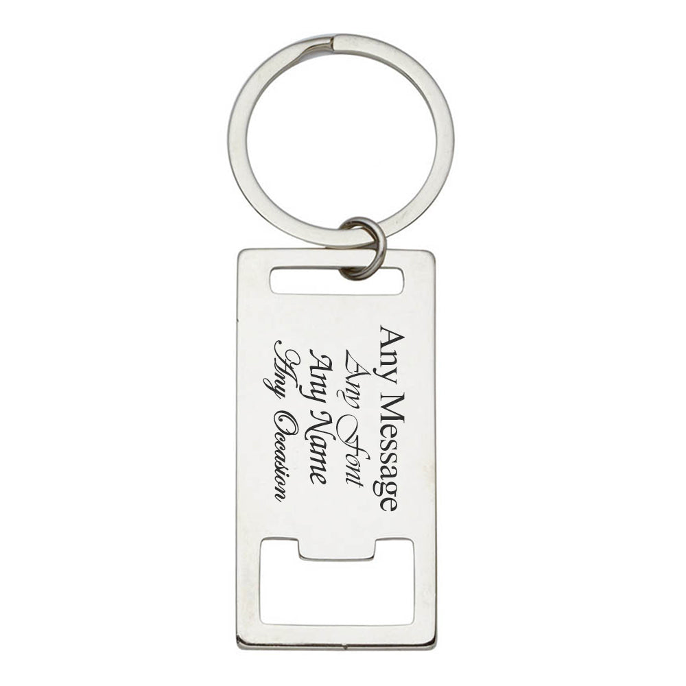 Engraved Rectangle Bottle Opener Keyring