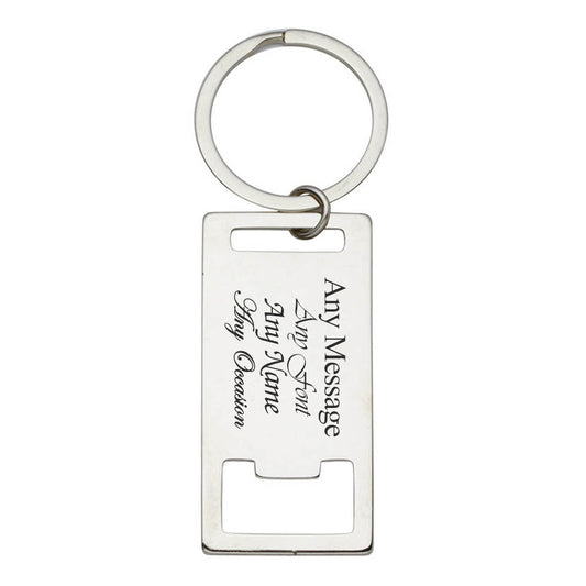 Engraved Rectangle Bottle Opener Keyring