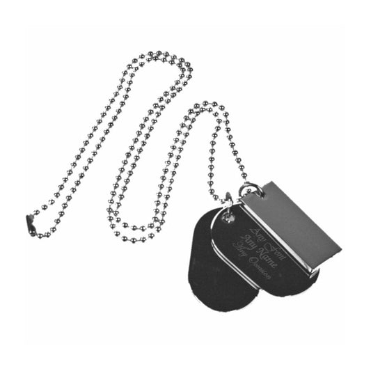 Engraved Stainless Steel Dog Tag Necklace with Oval Tag Engraved