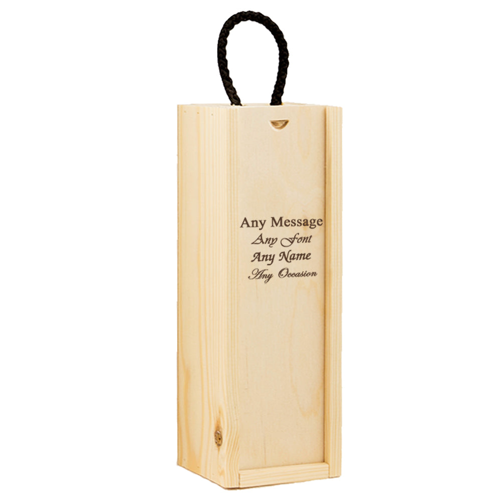 Personalised Engraved Wooden Wine Box, to fit Standard Bottle of Wine or Champagne, Perfect for Any Special Occasion